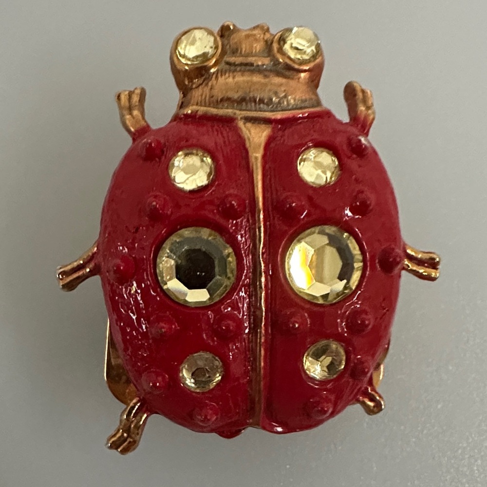 Red and Gold Ladybug Vintage Clip